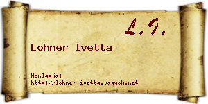 Lohner Ivetta névjegykártya